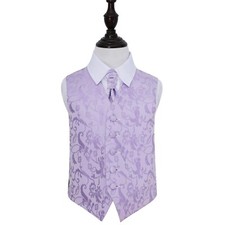 Lilac Woven Floral Boys Wedding Waistcoat And Cravat Set by DQT