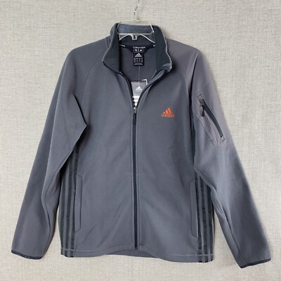 Adidas Climawarm Triple Stripe Jacket Mens M Gray Knit Full Zip 2011 NWT