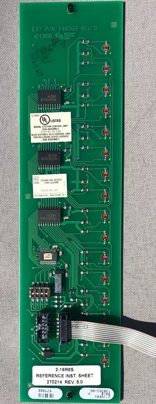 Fire Alarm Edwards EST 2-16R8S LED Switch Annunciator Used Free ...