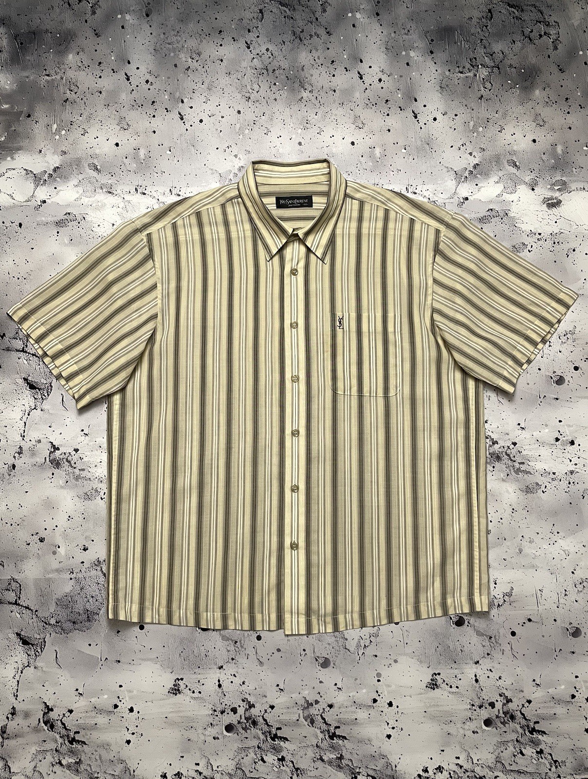 Camicia vintage YSL Yves Saint Laurent manica corta righe bottoni come seta