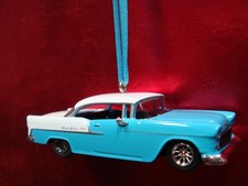  NEW  1955 CHEVROLET BEL AIR 55' CLASSIC CAR BLUE / WHITE CHRISTMAS ORNAMENT