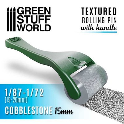 Green Stuff World Strukturwalze mit Griff Cobblestone 15mm Rolling Pin