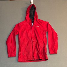 Columbia Sportswear Kids Red Rain Jacket Hooded Mesh Lined Size M 10/12