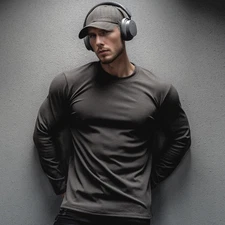 Long Sleeve t-shirt men Muscle Fit Sports T-Shirt Gym Clothes