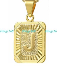 18K Gold Filled Tarnish-Resistant Charm Alphabet Letter "J" Pendant  Necklace