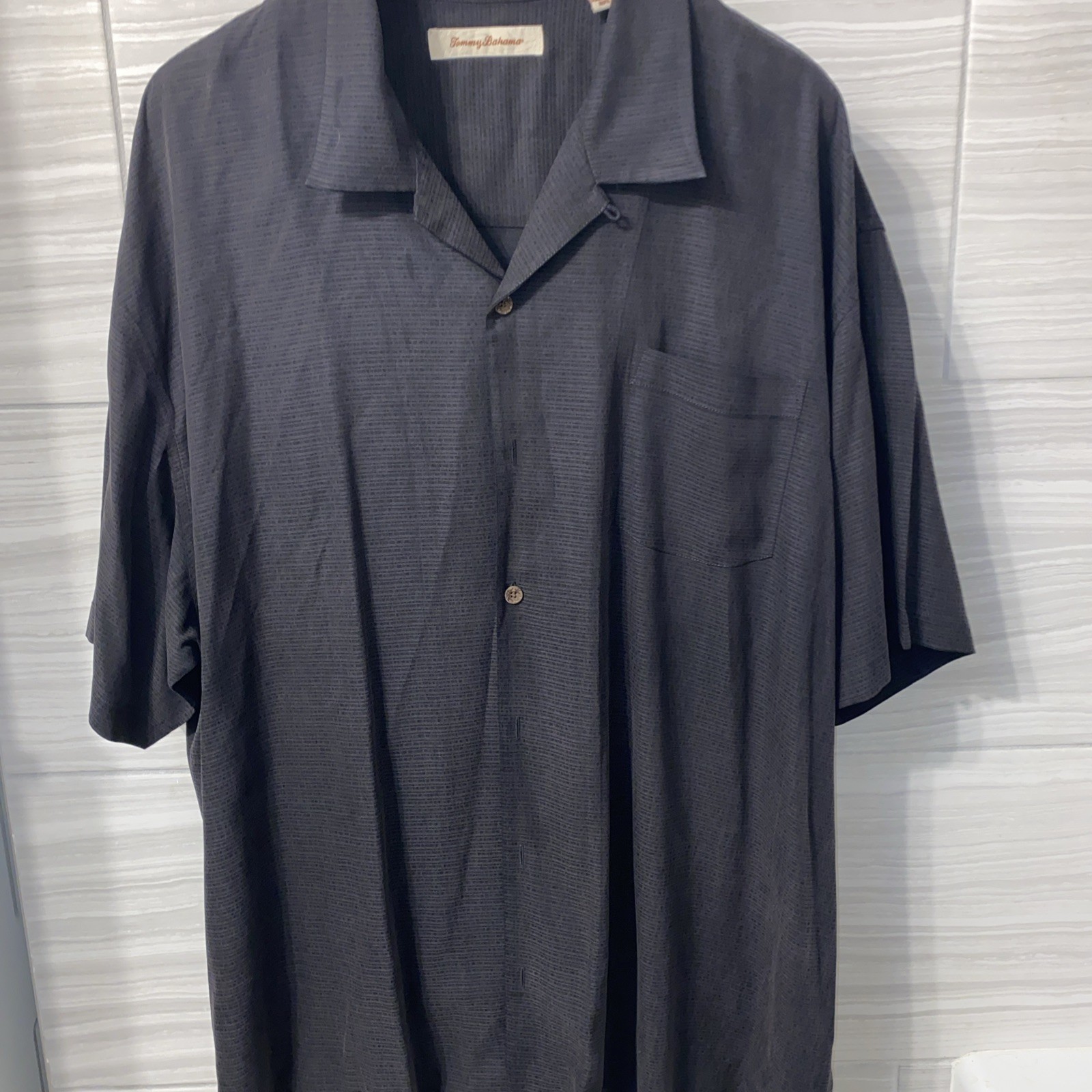 Tommy Bahama Men's Short Sleeve 100% Silk Button-Up Shirt Size XXL Black