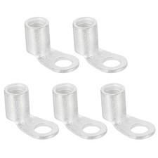 3 AWG - 1/4" Copper Wire Lugs, 90 Degree Bent Battery Lugs Silver, 5Pcs 