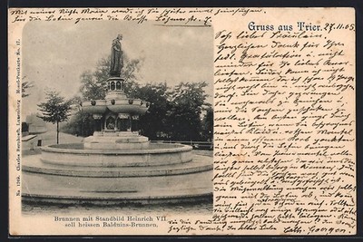 Ansichtskarte Trier, Brunnen mit Standbild Heinrich VII, Baldwins-Brunnen 