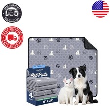 Wiederverwendbare Auslaufsichere Pipi Pads für Hunde - 4er Pack Grau 18"x24" Rutschfestes Design
