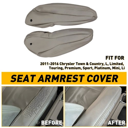 For 2011-2016 Chrysler Town & Country Driver Leather Seat Armrest Covers Beige