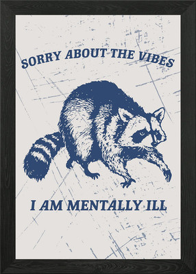 Sorry About The Vibes Waschbär gerahmtes Wandbild Poster Leinwanddruck Bild