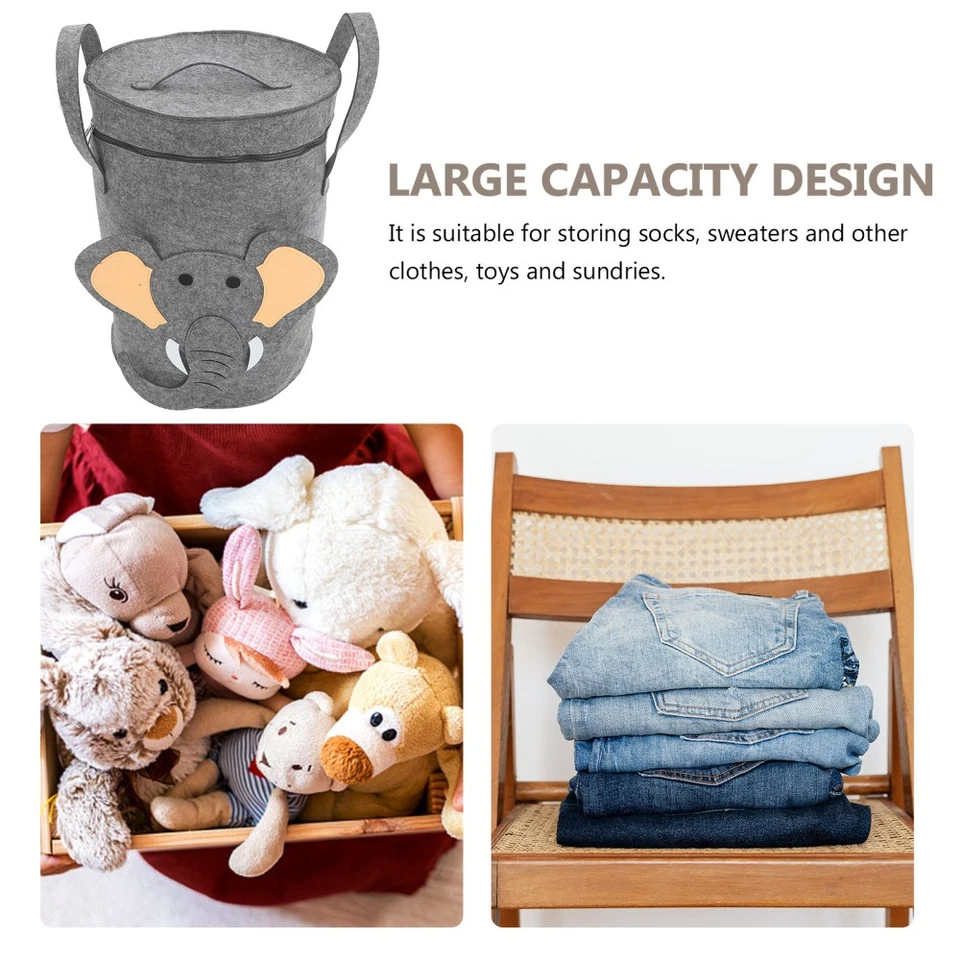 Wäschekorb Klein Mit Deckel Filz Aufbewahrungskorb Kinder Wäschereikorb - Bild 2 von 4