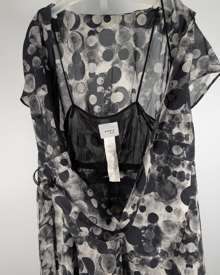 Vestido envolvente Akris Punto algodón arte estampado de puntos geométricos negro blanco Suiza OS Foto 4 de 4