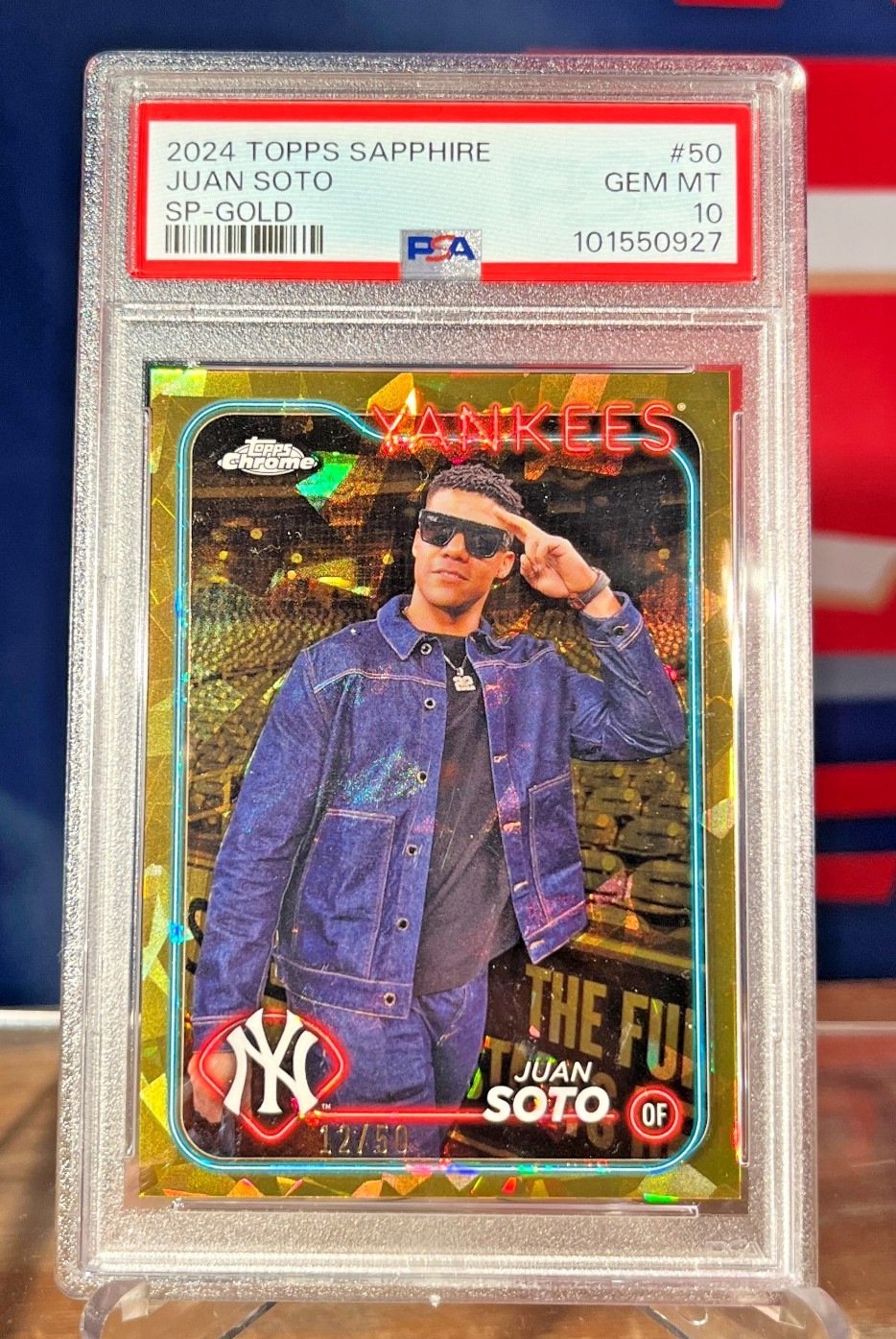 2024 Topps Chrome Sapphire Juan Soto Image Variation SP Gold /50 PSA 10 GEM MINT