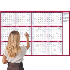 Large Dry Erase Calendar for Wall - Yearly Erase, 58" x...