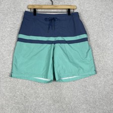 Fair Harbor Colorblock Swim Trunks Turquoise Navy Mens L Quick Dry Board Shorts