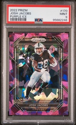 2022 Panini Prizm Purple Ice Josh Jacobs /225 Las Vegas Raiders #170 PSA 9