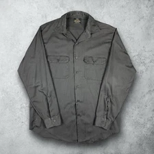 Vintage 60s Sears Koratron Twill Work Shirt Gray Size XL Workwear USA
