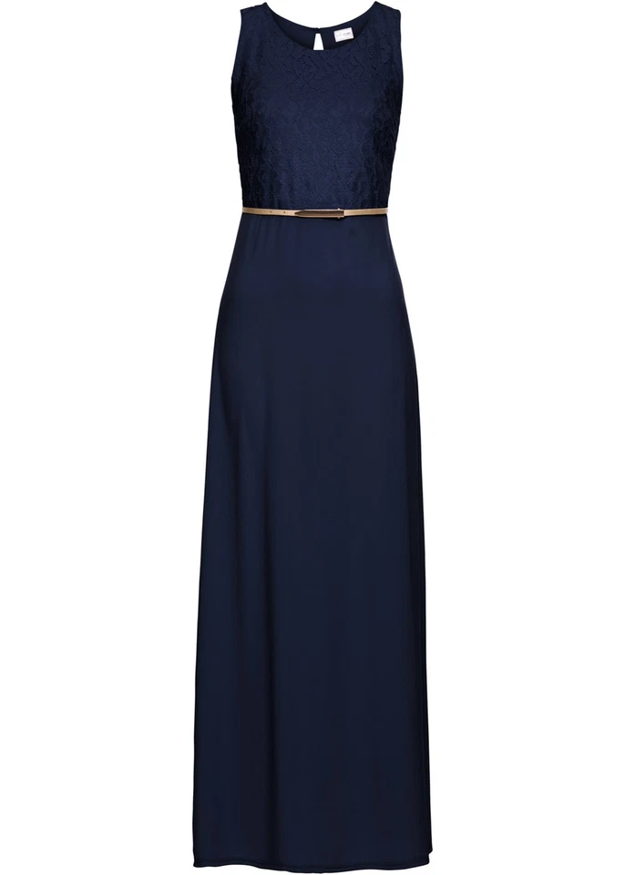 2-tlg Set Abend-Maxikleid mit Gürtel Gr. 50 Dunkelblau Damen-Kleid 1xget NEUw - Bild 1 von 1