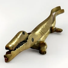 Vintage SOLID BRASS Alligator/CROCODILE Nutcracker Vintage MID Century 7”
