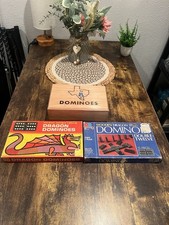 Lot of 3 Vintage Wood Dominoes Set Dragon Halsam  Wooden Double Twelve And Six