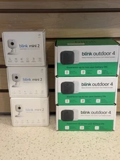 3 X Blink Outdoor 4 + Blink Mini 2 Security Camera Bundle — NEW