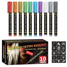 Temporary Tattoo Markers for Skin 10 Body Markers 15 Large Tattoo Stencil...