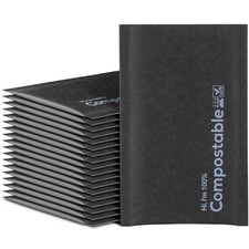 4x8 100 Biodegradable Bubble Mailers,25 Count Kraft Black 000 Compostable P...