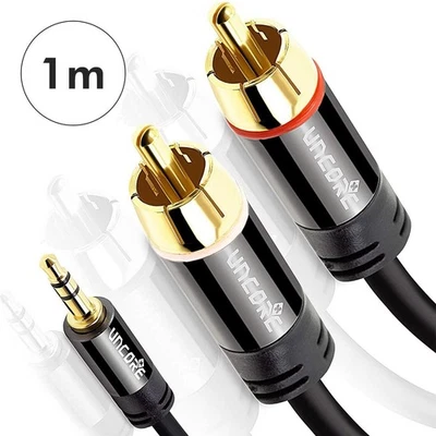 SCOREX 1m Klinke Aux Kabel Cinch 2x Chinch 1x 3,5mm Klinken Stecker RCA Radio MP3 HiFi