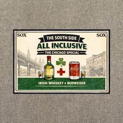 The Chicago All inclusive Metal Sign 12  Bar Poster South Side Handshake Irish