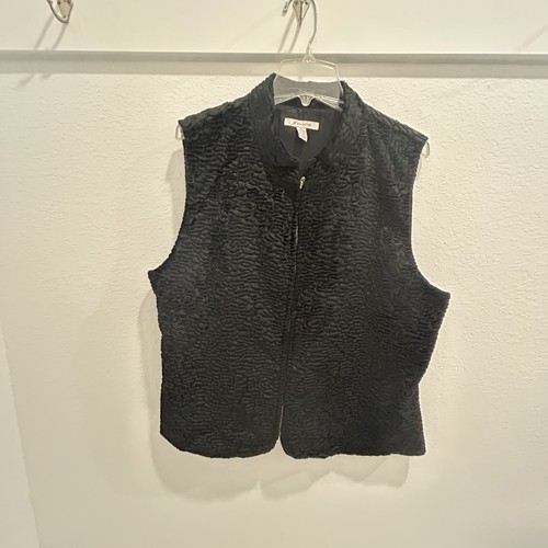 JM Collection Women's Sleeveless Zip Up Black Quilted Vest Size XL - Picture 1 of 7