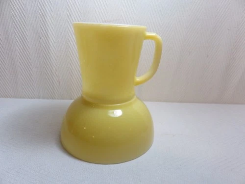 Vintage 1950's  Fire King yellow  milk glass D handle coffee mug and Chili bowl