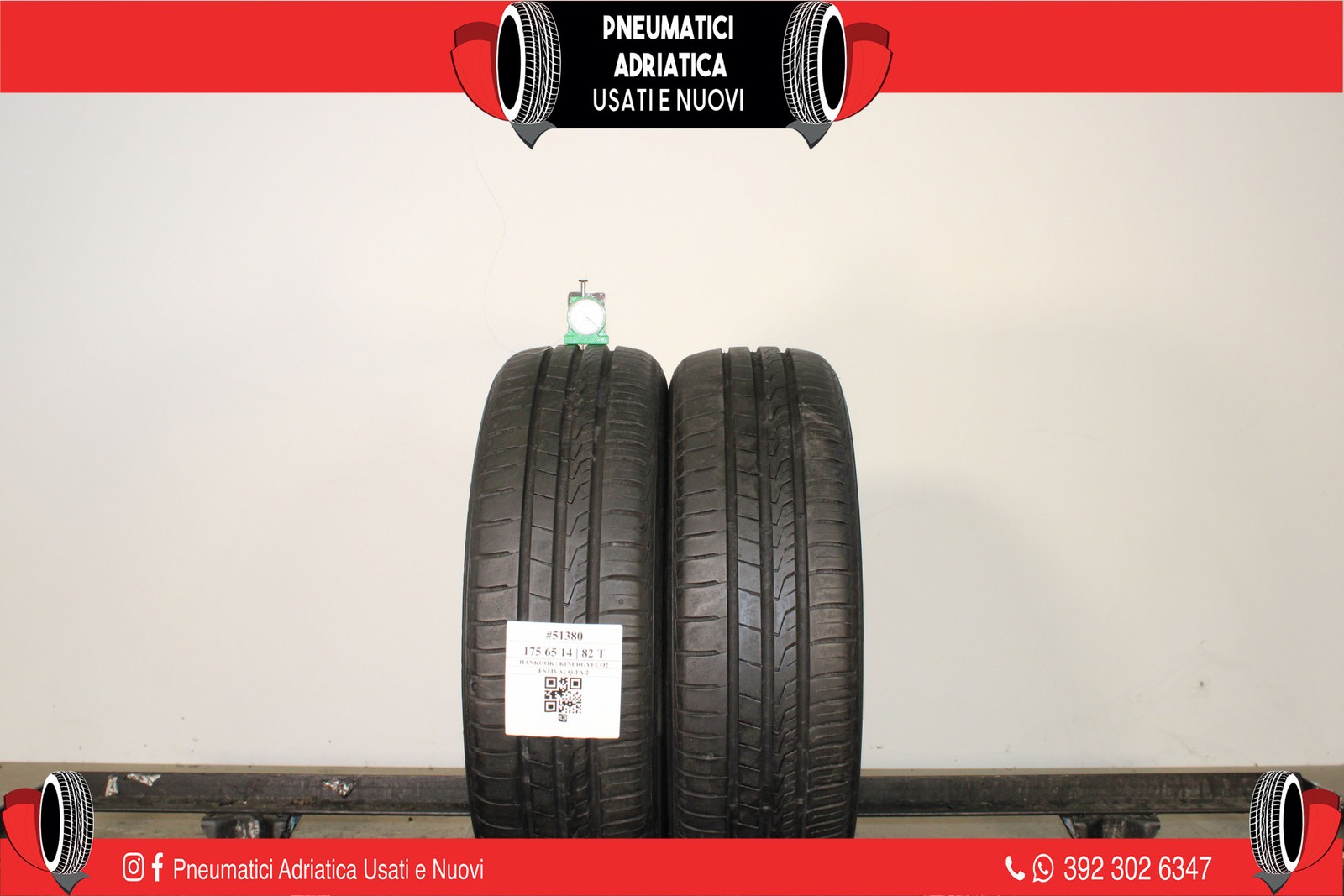 2 PNEUMATICI HANKOOK 175/65 R14 ESTIVE GOMME USATE 77% - ADRIATICA