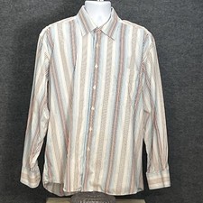 ALAN FLUSSER Men  s Long Sleeve Shirt Multi Color Stripe Size XL Great Condition