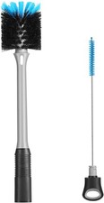 2-in-1 Bottle Brush with Straw Brush, Long 1 Count Pack of 1 , Black, Blue