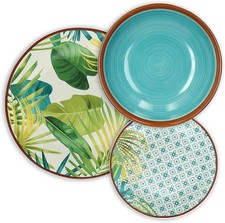 Tognana Jungle Geschirrservice 18-teilig Porzellan Grün Petrol guter Zustand