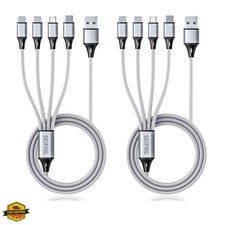 Multi Charging Cable, USB Cable 3A 4FT Nylon Braided Universal 4in1 Charger A...