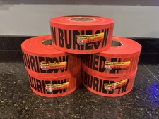 (5) Scotch 302  Barricade Tape  Caution Buried Electric Below, 3" x 1000'