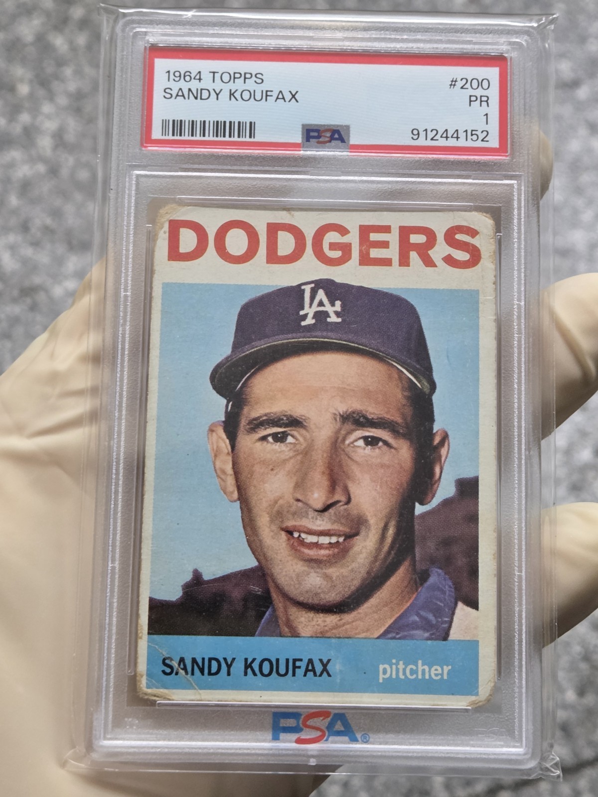 1964 TOPPS SANDY KOUFAX - LA Dodgers # 200 PSA 1 PR