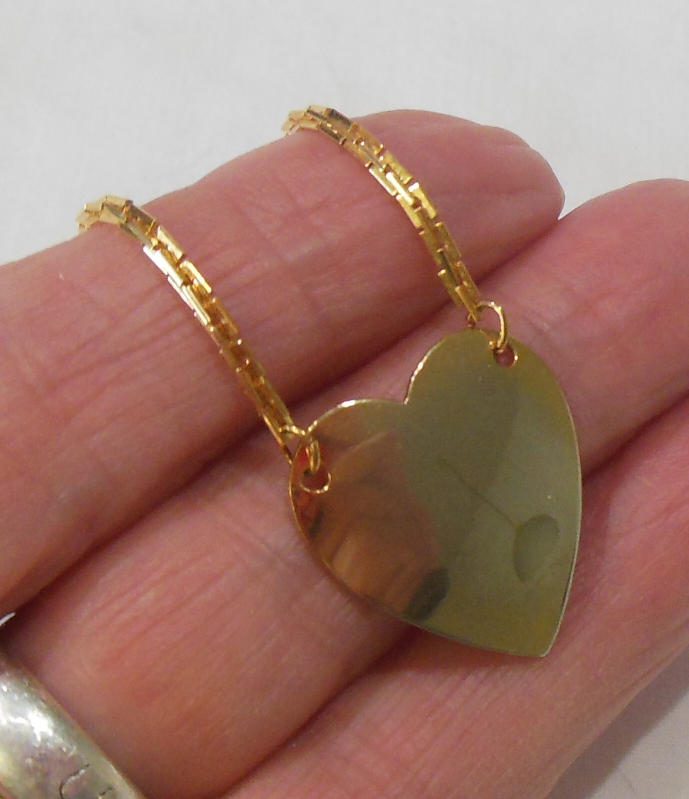 Gold-tone Rectangular Box Link Chain Necklace Sol… - image 6