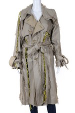 Basemark Womens Notch Collar Distressed Cord Trench Coat Beige Size Small