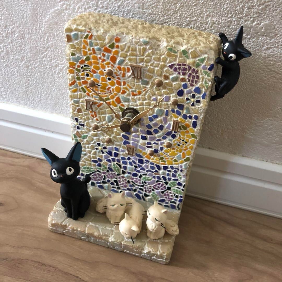 Studio Ghibli Kiki's Delivery Service Jiji Mosaic Diorama Clock