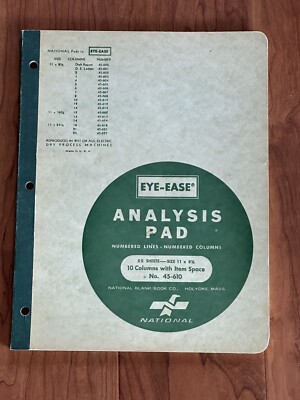 Eye-Ease Analysis Pad National Brand 10 Columns 11'' x 8 1/2 Sheets