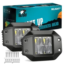 Nilight Flush Mount LED Pod Lights 2PCS 4.7 Inch 4LED Flood Beam Bumper Light