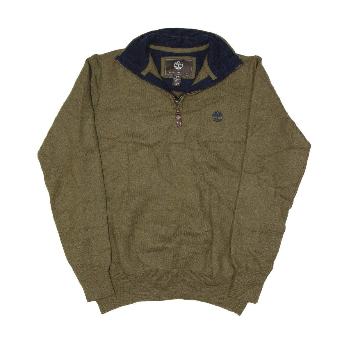 TIMBERLAND Jumper Green Tight Knit Wool 1 4 Zip Boys S eBay