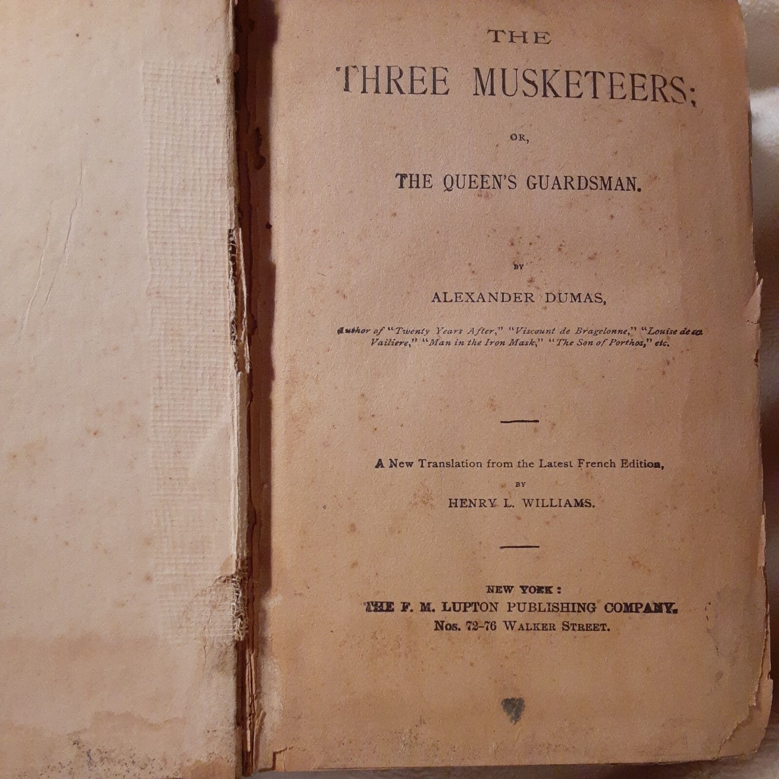 The Three Guardsman 3 Musketeers Dumas Antique Copy Hardcover