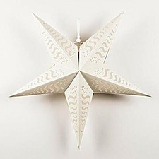 24" Solid White Tidal Waves Cut-Out Paper Star Lantern, Hanging Decoration