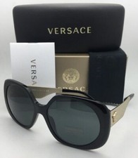 New VERSACE Sunglasses VE 4331 GB1/87 57-16 140 Black  Gold Frame w/Grey Lenses