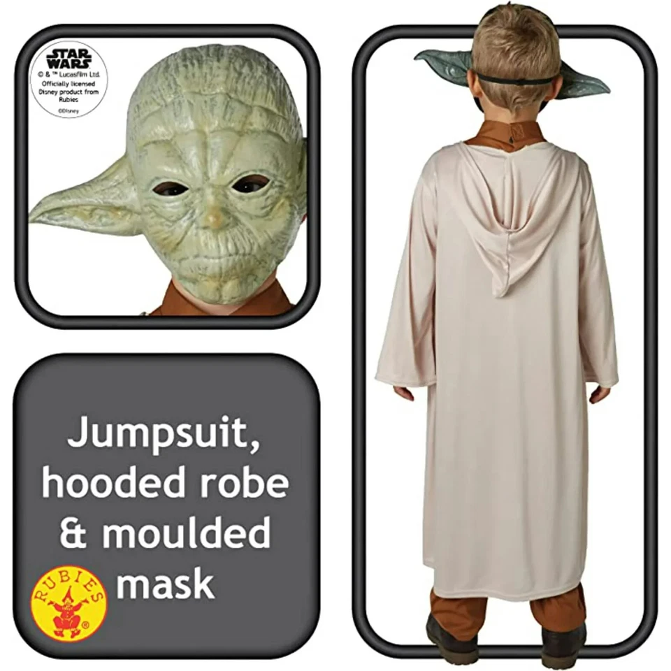 Yoda Star Wars Child Costume Jedi Master Cosplay Robe and Mask - Rubie's 630877 - Image 3 of 4