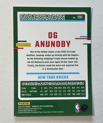 2023-24 Panini Donruss Optic OG Anunoby #191 New York Knicks | eBay